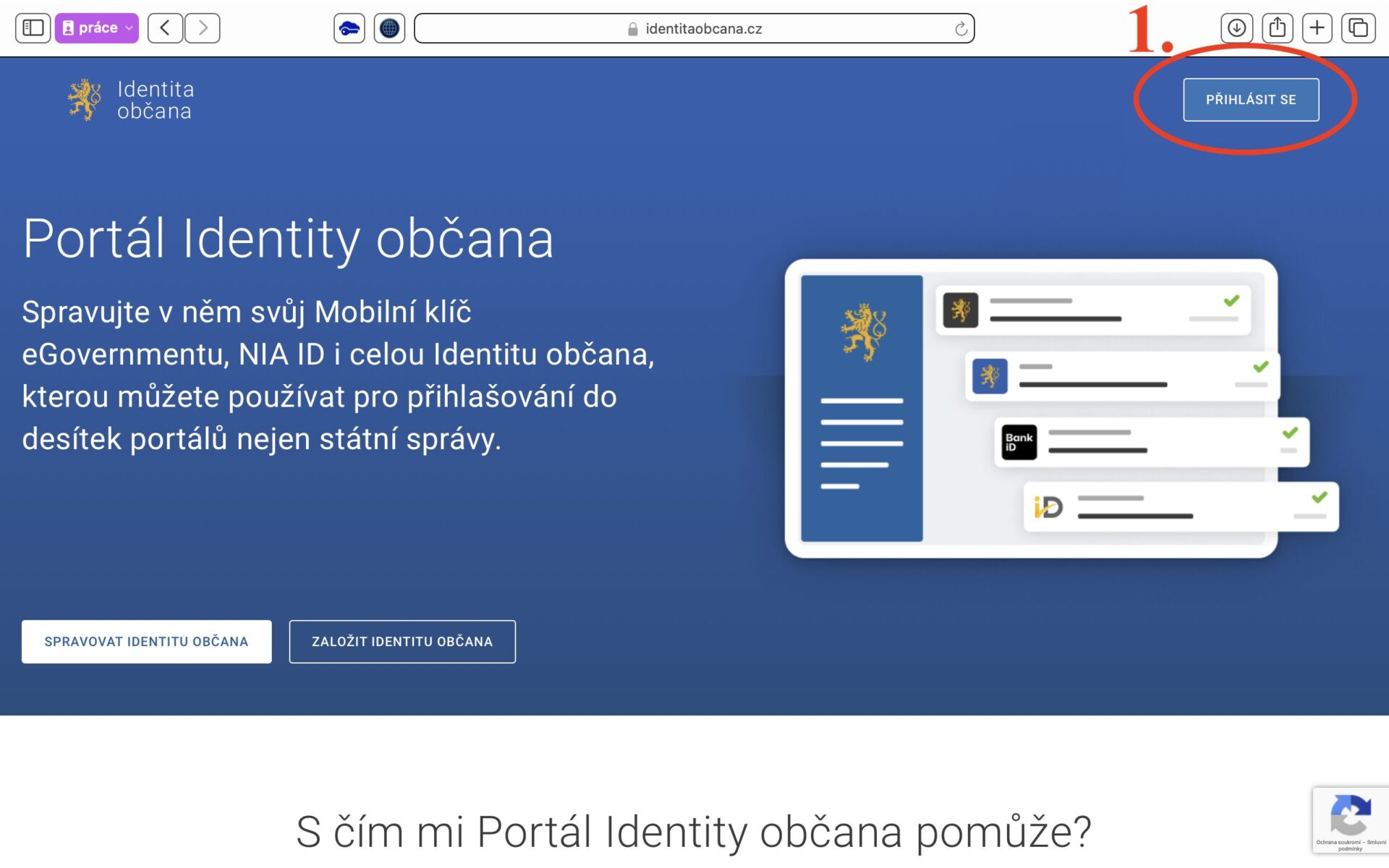 Portál identity občana – přihlášení